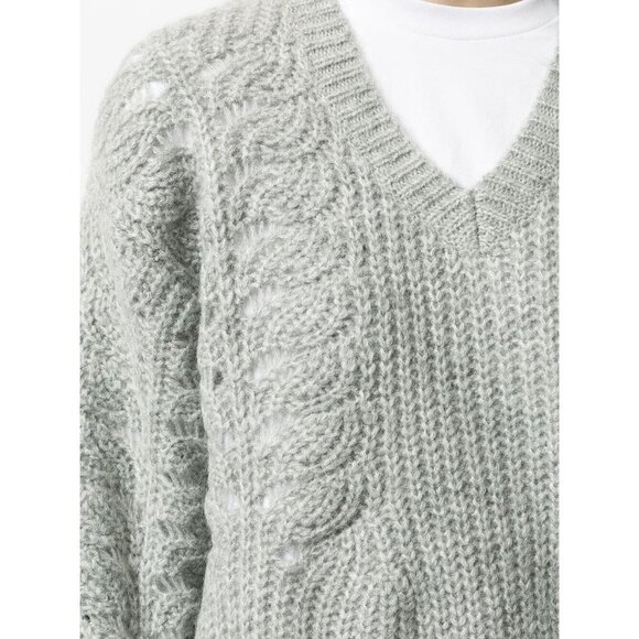 b+ab Women's Size Small Gray Layered Knit Jumper V-Neck Pullover Sweater $395 - Picture 3 of 11